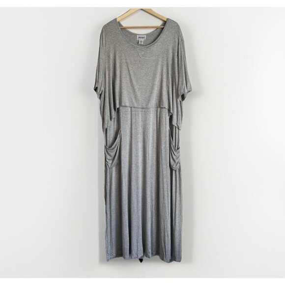 Anthony Richards Midi Layered Dress Sz 4X Gray Oversize Pocket Casual Minimalist - Picture 1 of 8